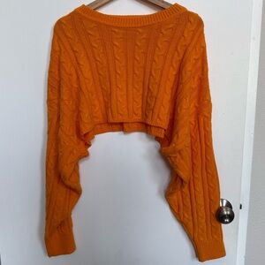 Fashion Nova Orange Cropped Cable Knit Sweater size M